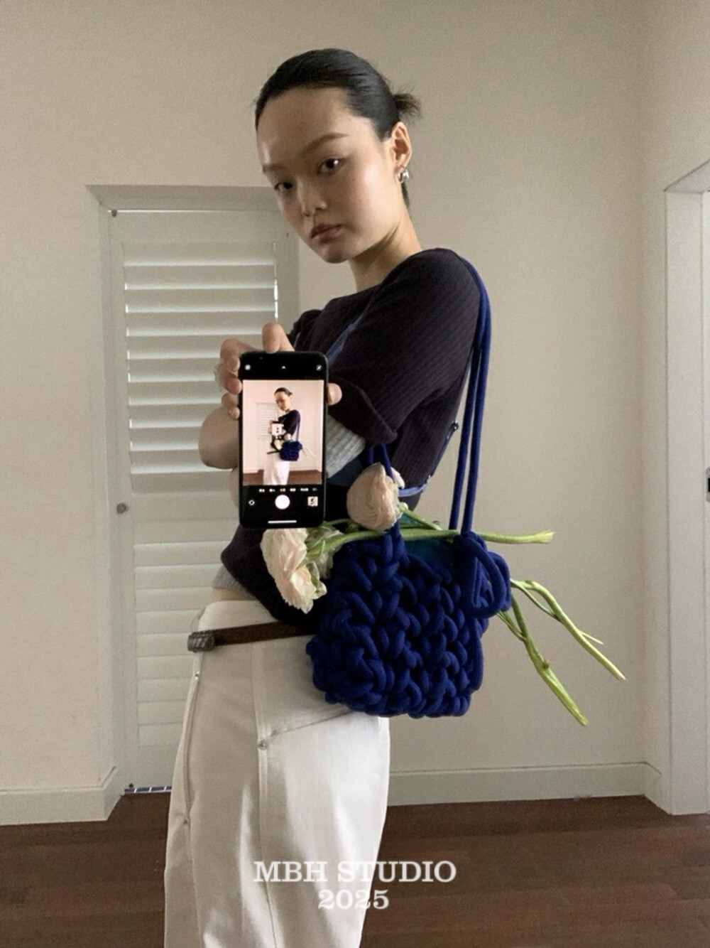 MBH Chunky Yarn Handwoven Shoulder Bag Dopamine Photo Bag - Image 2