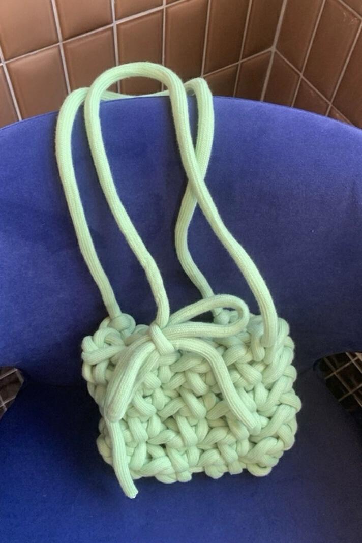 MBH Chunky Yarn Handwoven Shoulder Bag Dopamine Photo Bag - Image 5