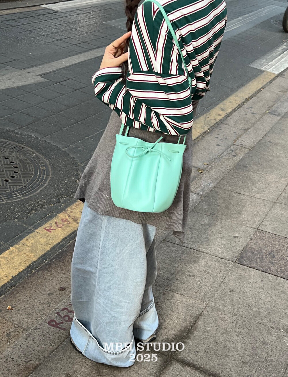 MBH Summer Commute Everyday Versatile Refined Drawstring Bucket Bag Dopamine Crossbody Bag